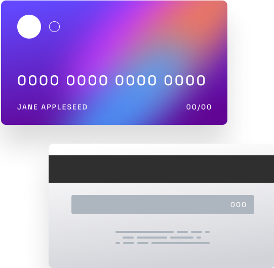 schematic representation of the front and back sides of a bank card